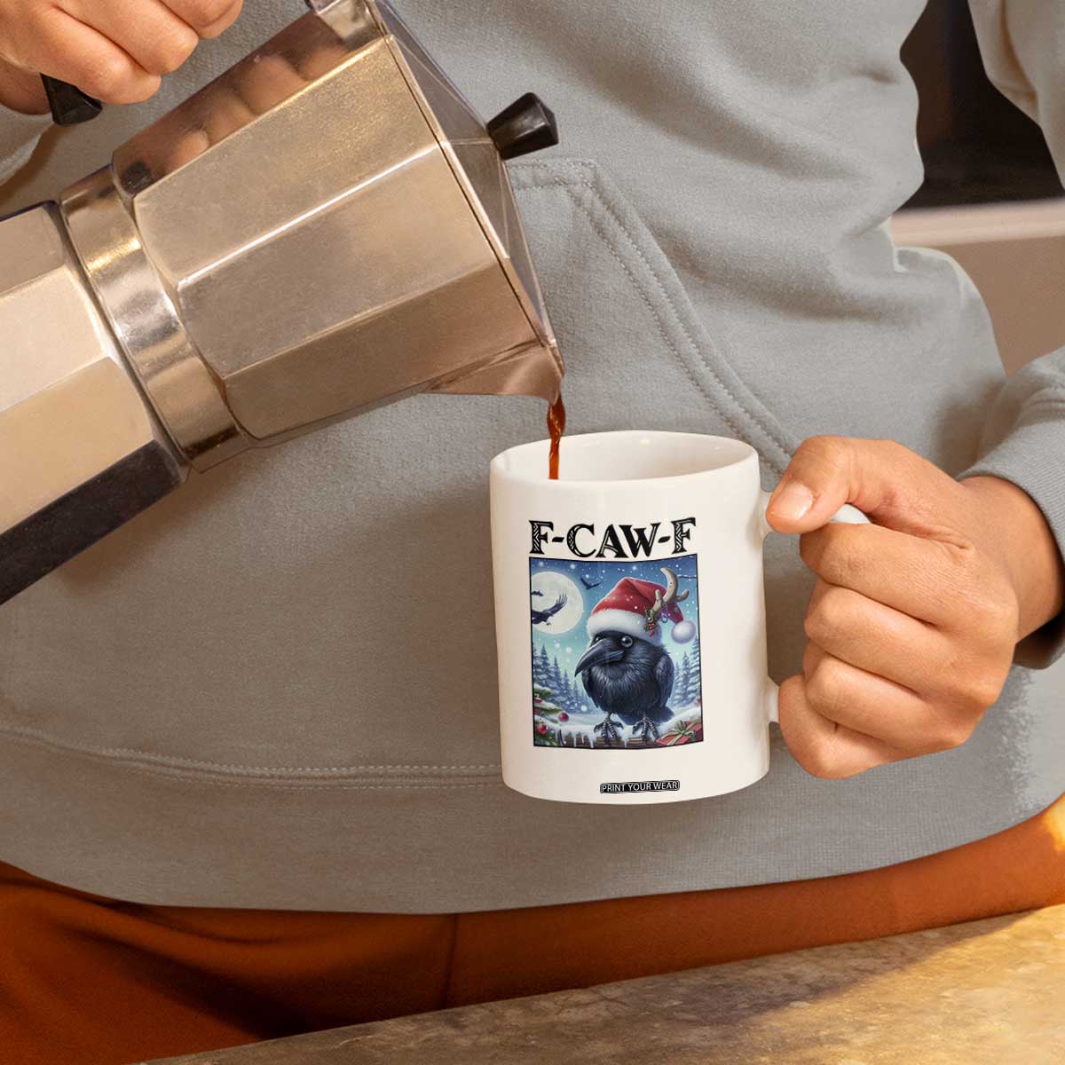 F Caw F Christmas Raven Coffee Mug Funny Bird Lover Gift TS12 Print Your Wear
