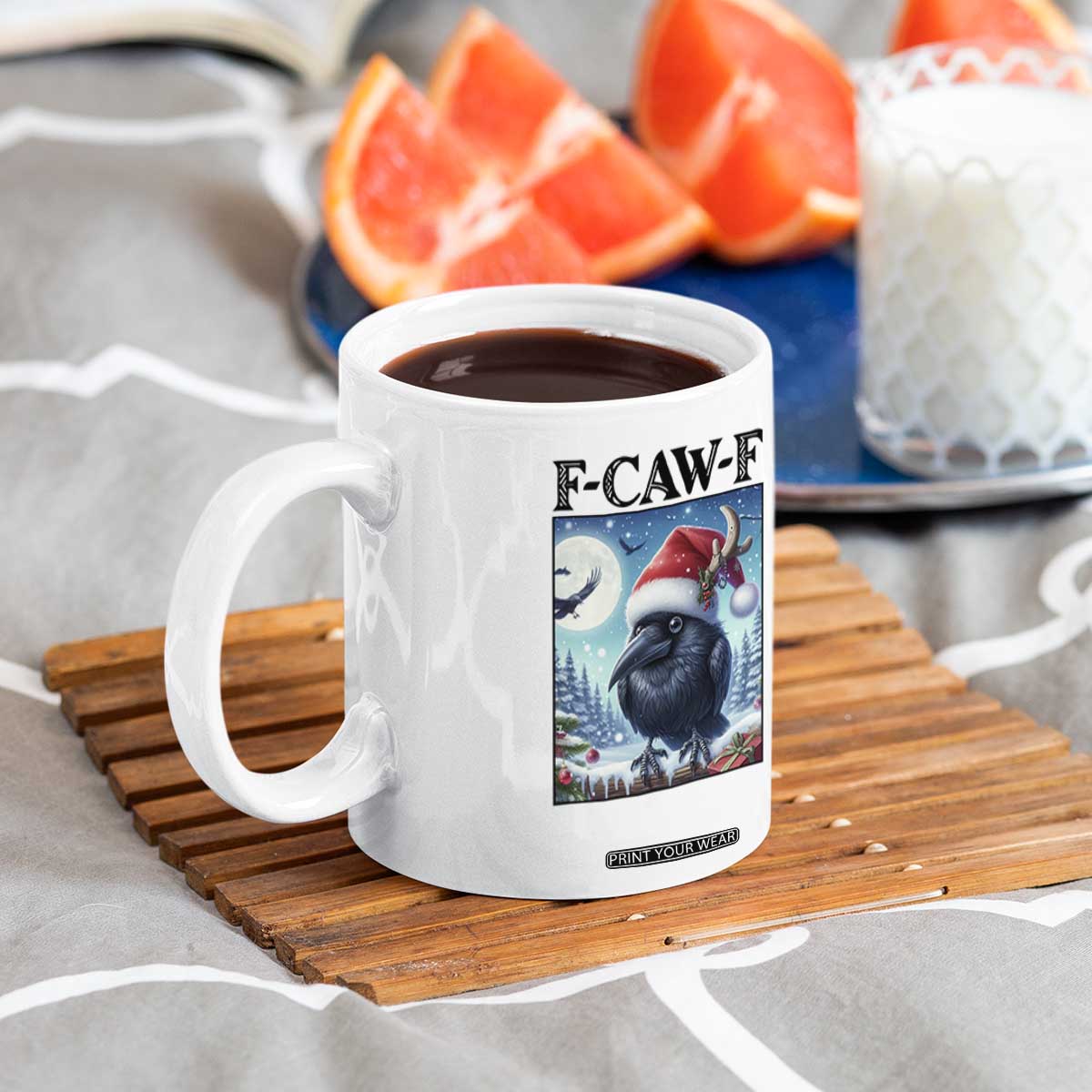 F Caw F Christmas Raven Coffee Mug Funny Bird Lover Gift TS12 Print Your Wear