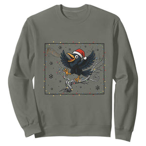 Funny Christmas Raven Lovers Sweatshirt F Caw F Joke Gift TS12 Military Green Print Your Wear