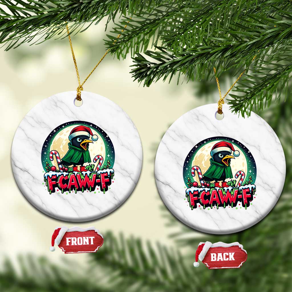 Funny F Caw F Raven Joke Ceramic Ornament Holiday Gift TS12 1pc White Marble Print Your Wear