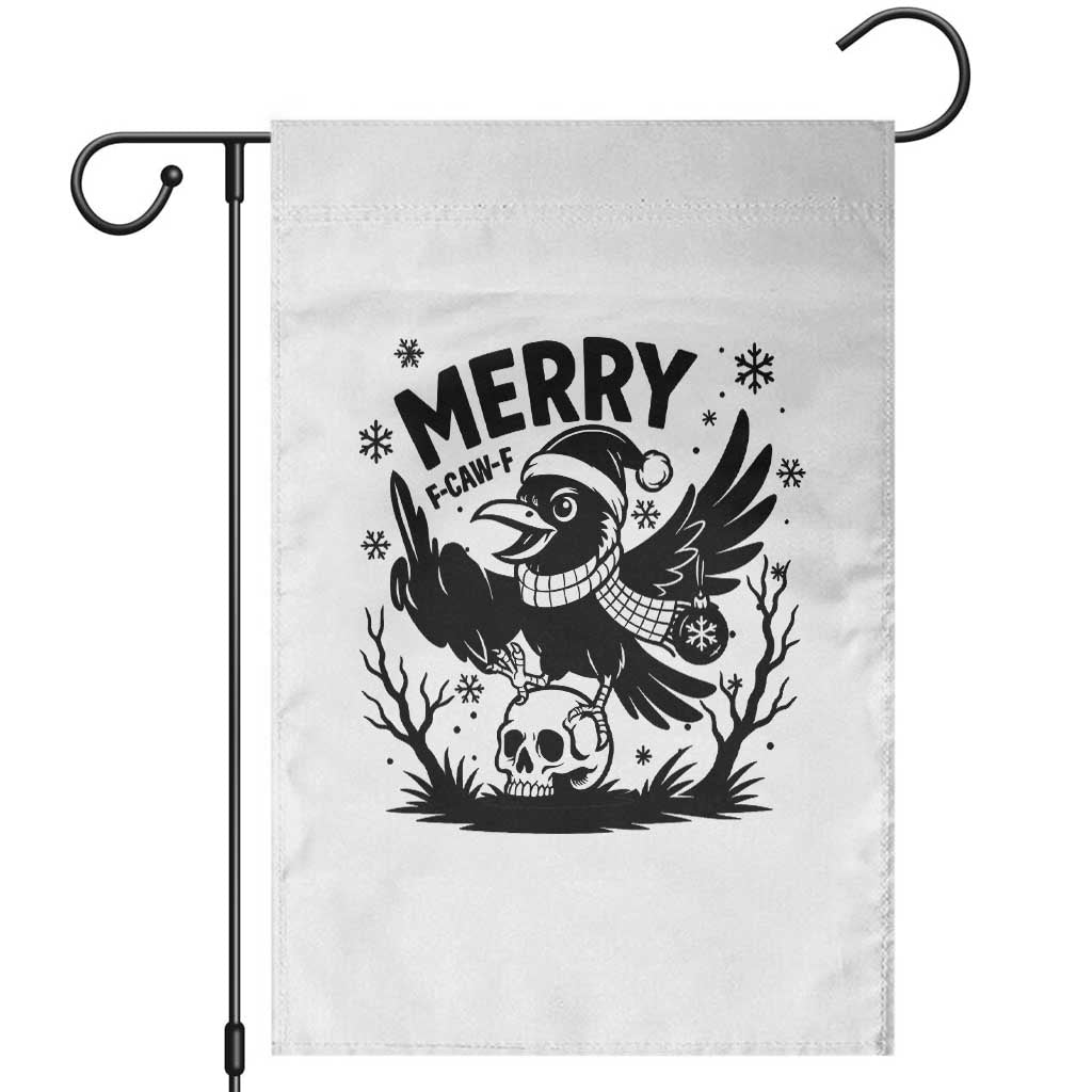 Merry F Caw F Christmas Raven Garden Flag Funny Holiday Gift TS12 White Print Your Wear