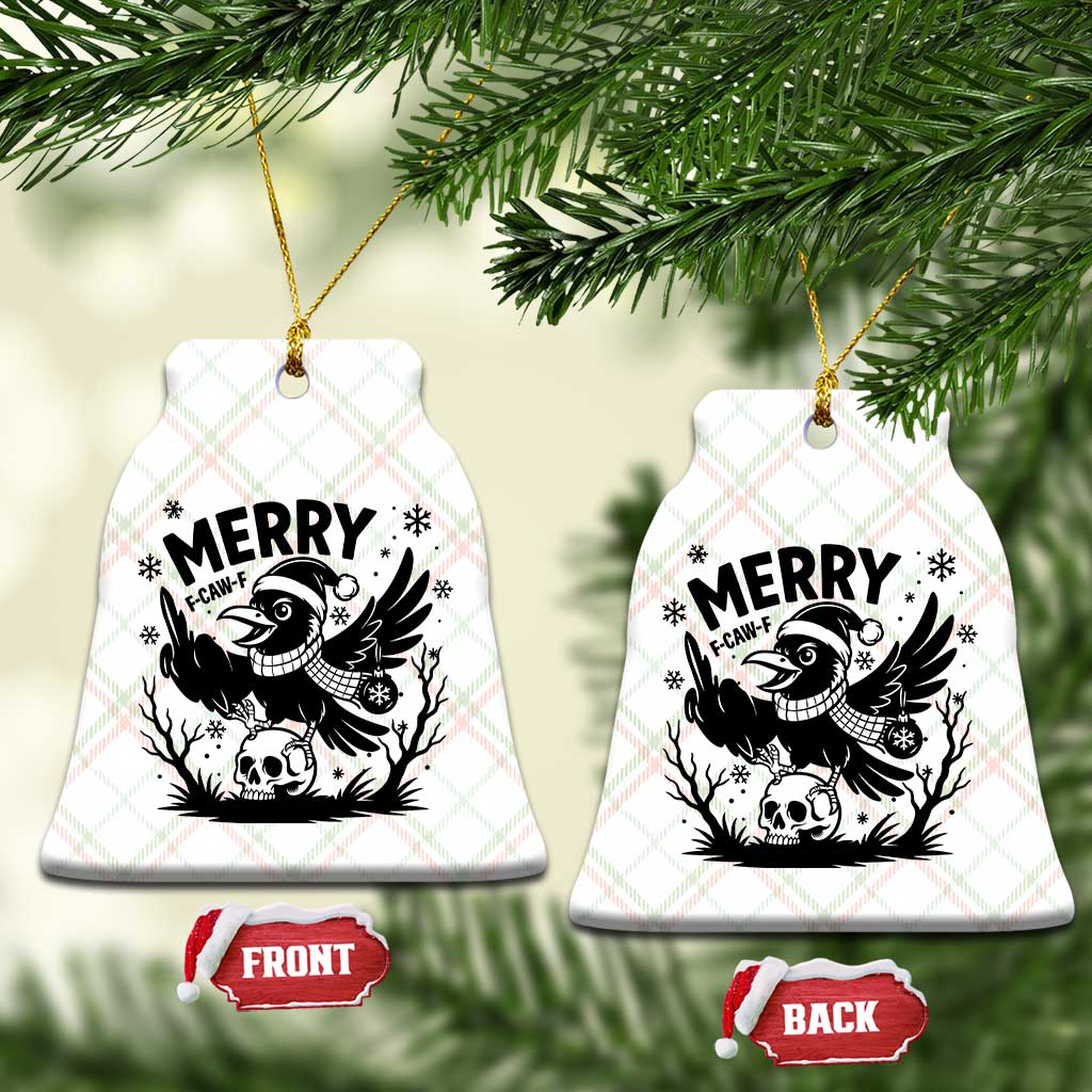 Merry F Caw F Xmas Raven Ceramic Ornament Funny Holiday Gift TS12 Print Your Wear