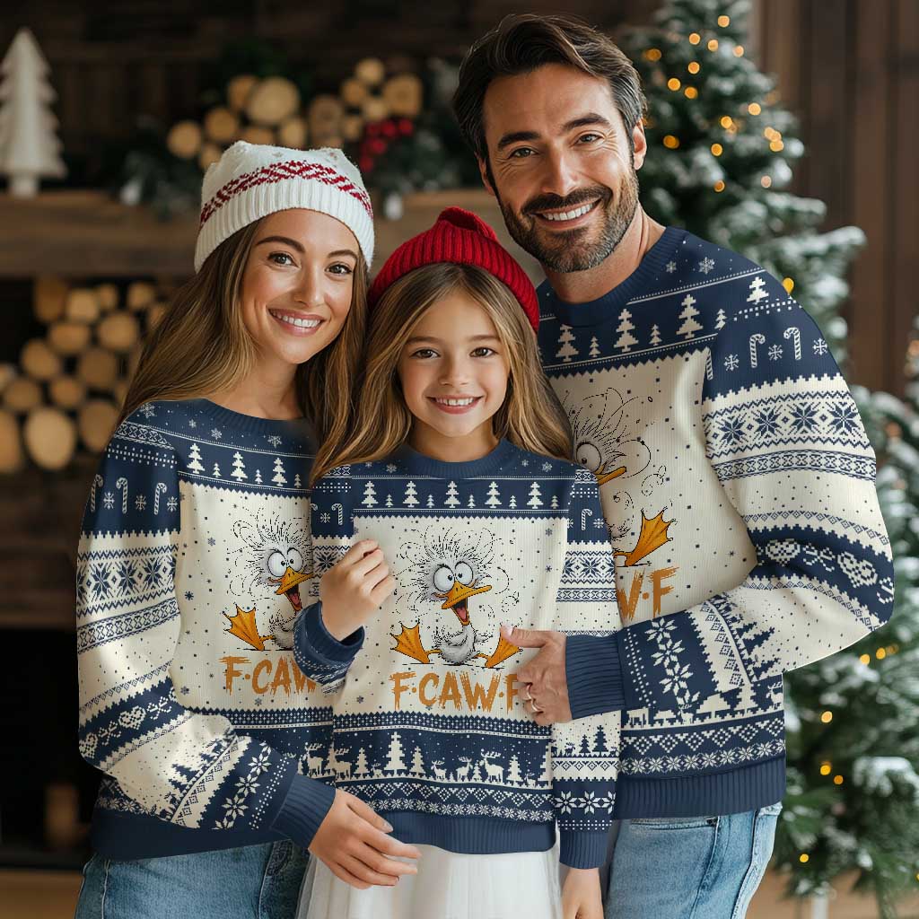 F Quack F Duck Lover Ugly Christmas Sweater Funny Farm Gift TS12 Beige Navy Print Your Wear