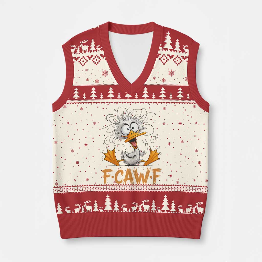 F Quack F Duck Lover V-Neck Knit Sweater Vest Funny Farm Gift TS12 Beige Red Print Your Wear