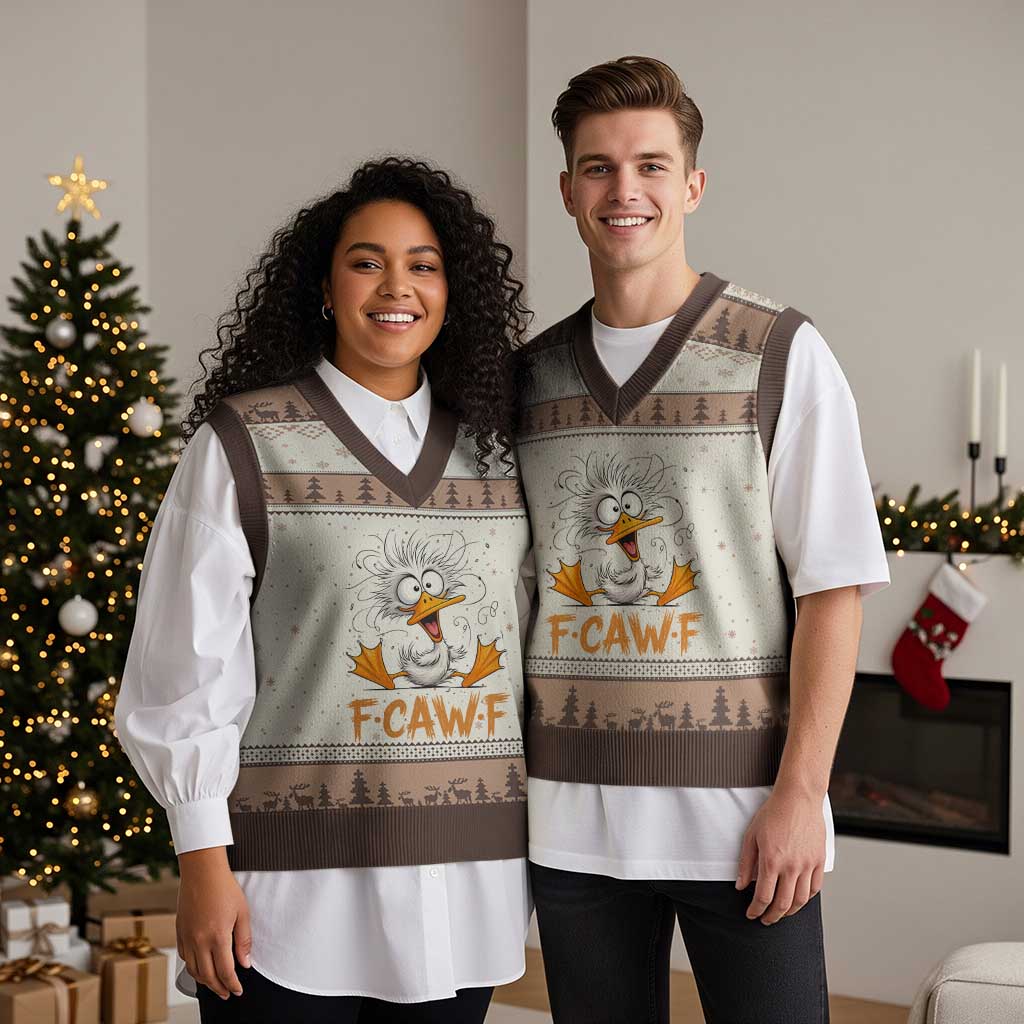 F Quack F Duck Lover V-Neck Knit Sweater Vest Funny Farm Gift TS12 Mocha Mousse Print Your Wear
