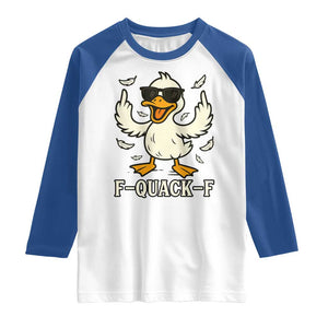 Funny F Quack F Silly Duck Sarcastic Joke Gift Raglan Shirt TS12 White Royal Print Your Wear