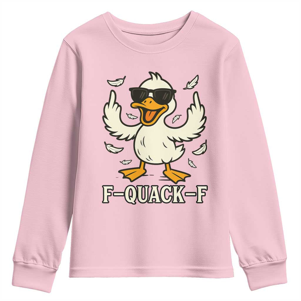 Funny F Quack F Silly Duck Sarcastic Joke Gift Youth Sweatshirt TS12 Light Pink Print Your Wear
