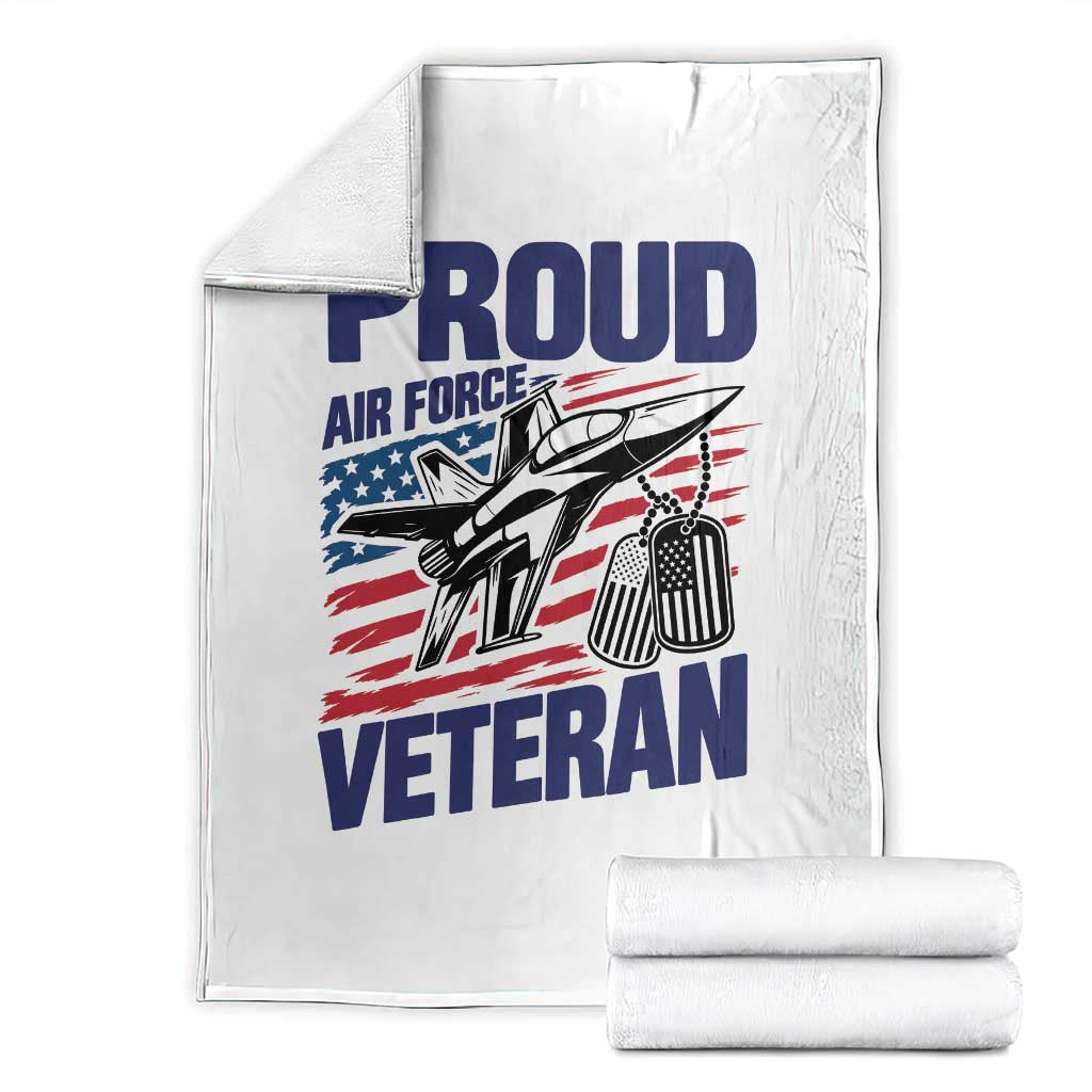 Proud Air Force Veteran Throw Blanket Fighter Jet American Flag Military Aviation