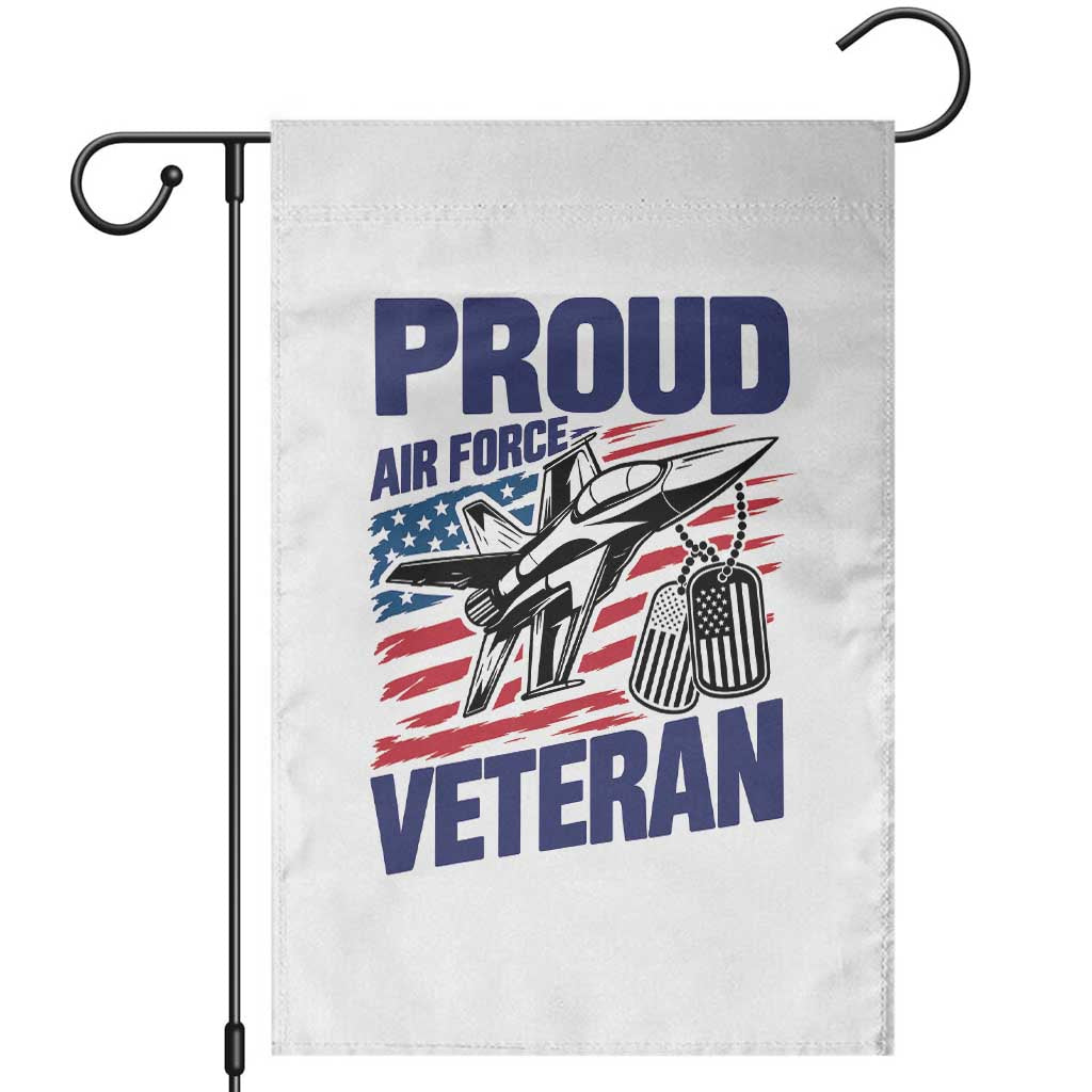 Proud Air Force Veteran Garden Flag Fighter Jet American Flag Military Aviation