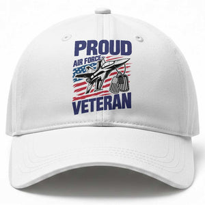 Proud Air Force Veteran Baseball Cap Fighter Jet American Flag Military Aviation