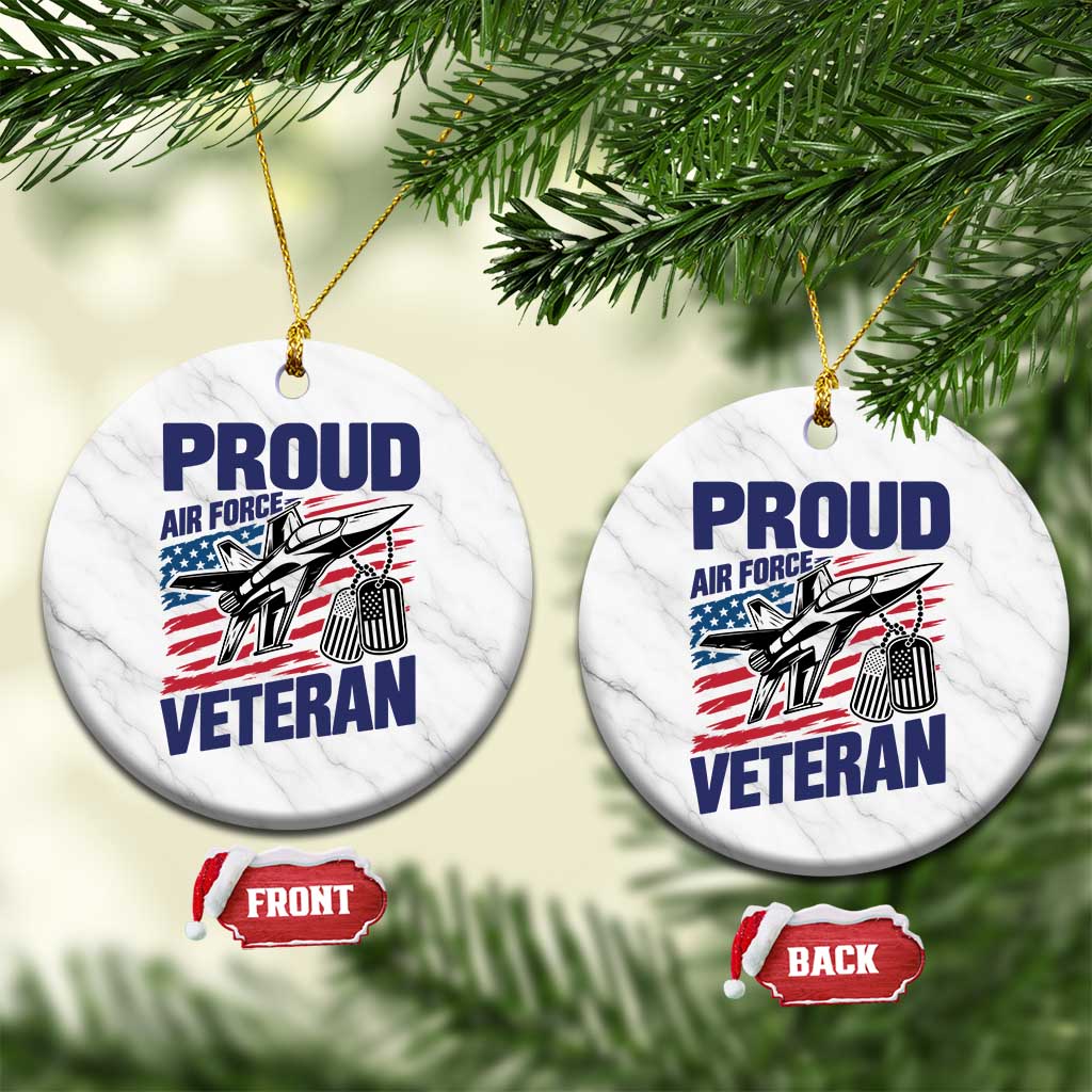 Proud Air Force Veteran Ceramic Ornament Fighter Jet American Flag Military Aviation