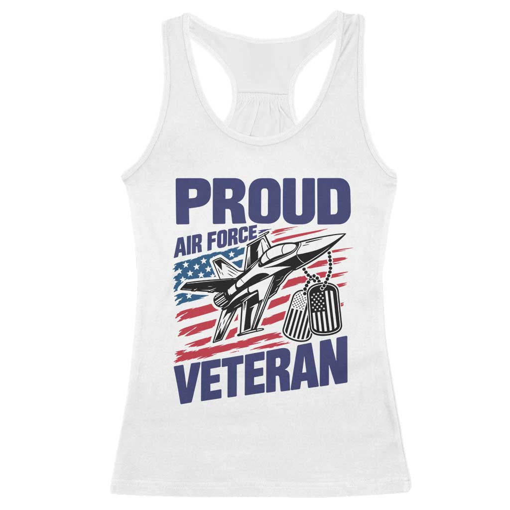 Proud Air Force Veteran Racerback Tank Top Fighter Jet American Flag Military Aviation