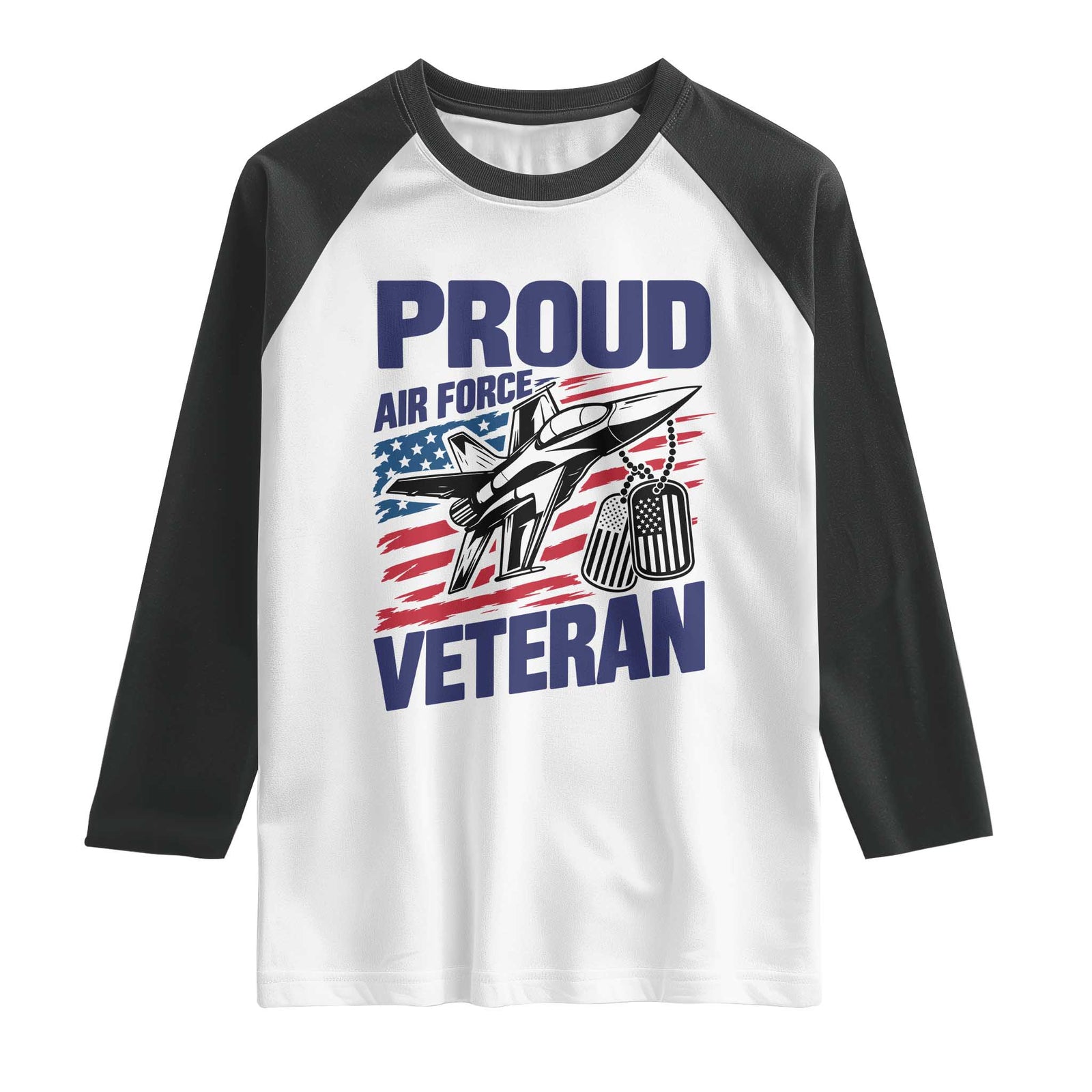 Proud Air Force Veteran Raglan Shirt Fighter Jet American Flag Military Aviation
