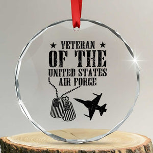Air Force Veteran Crystal Glass Ornament Fighter Jet Military Aviation