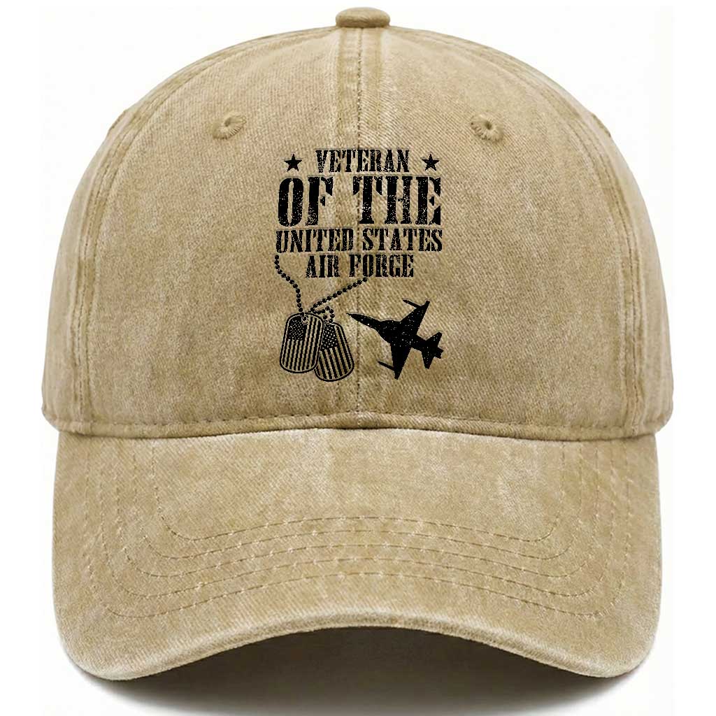 Air Force Veteran Washed Cotton Baseball Cap Fighter Jet Military Aviation