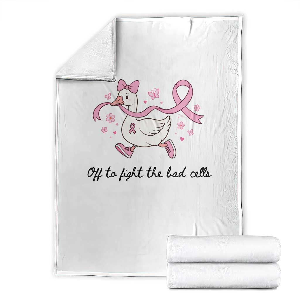 Breast Cancer Goose Pink Ribbon Throw Blanket Off To Fight The Bad Cells Fighter Support Gift
