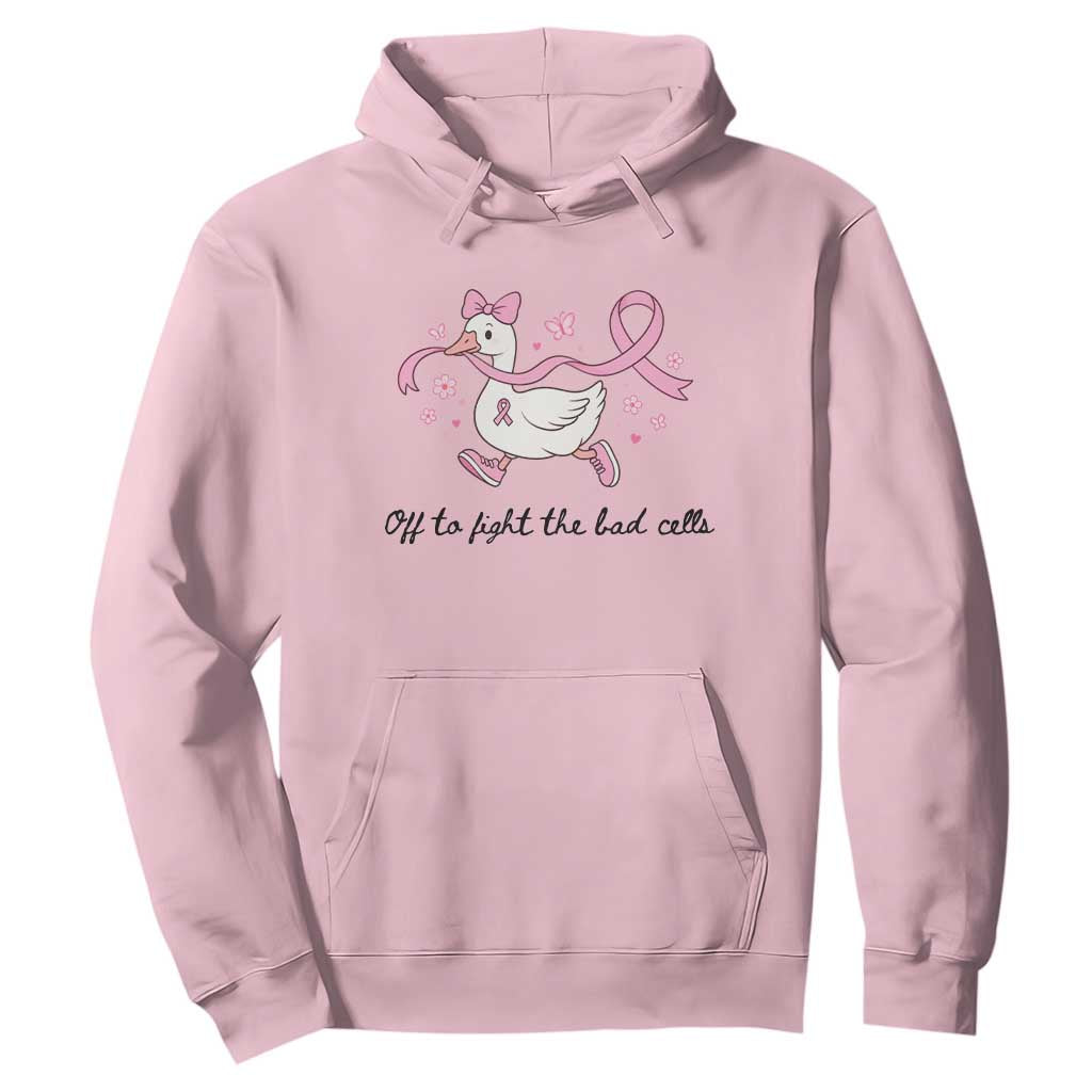 Breast Cancer Goose Pink Ribbon Hoodie Off To Fight The Bad Cells Fighter Support Gift