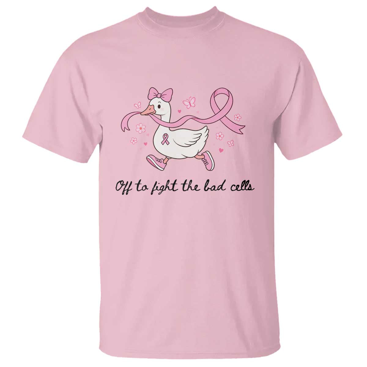 Breast Cancer Goose Pink Ribbon T Shirt Off To Fight The Bad Cells Fighter Support Gift