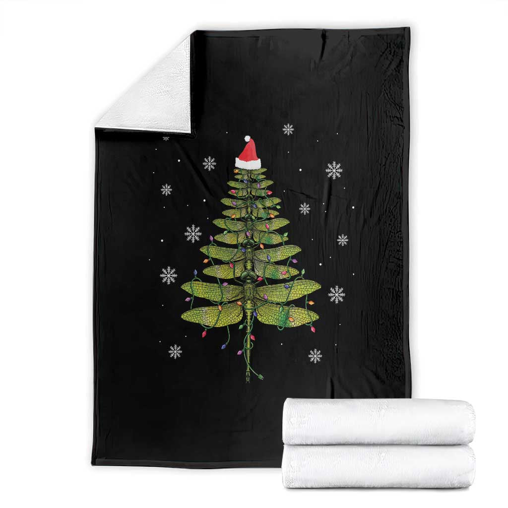 Dragonfly Christmas Tree Throw Blanket Holiday Insect Lover Xmas Gift