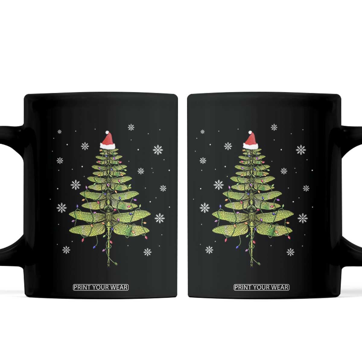 Dragonfly Christmas Tree Coffee Mug Holiday Insect Lover Xmas Gift