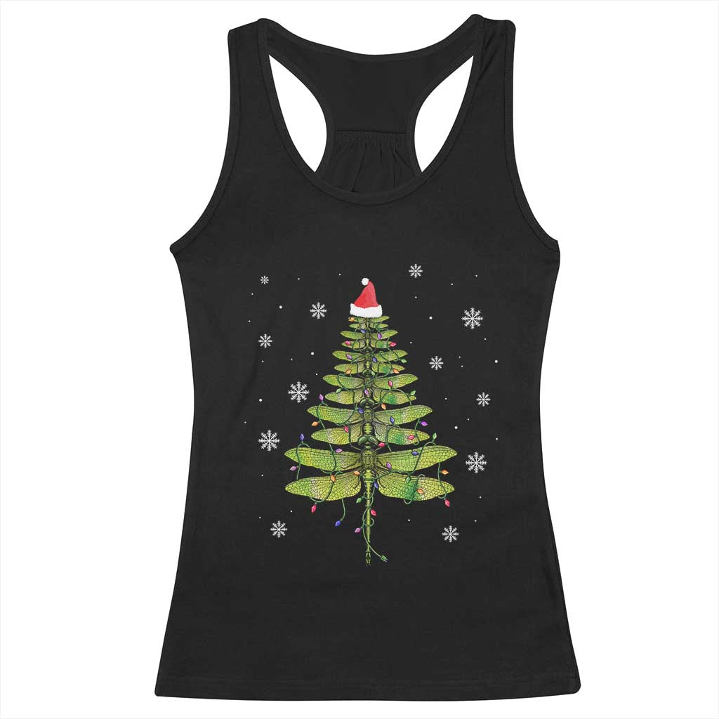 Dragonfly Christmas Tree Racerback Tank Top Holiday Insect Lover Xmas Gift