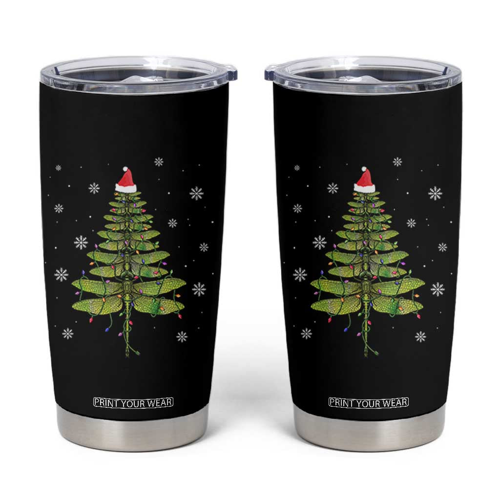 Dragonfly Christmas Tree Tumbler Cup Holiday Insect Lover Xmas Gift
