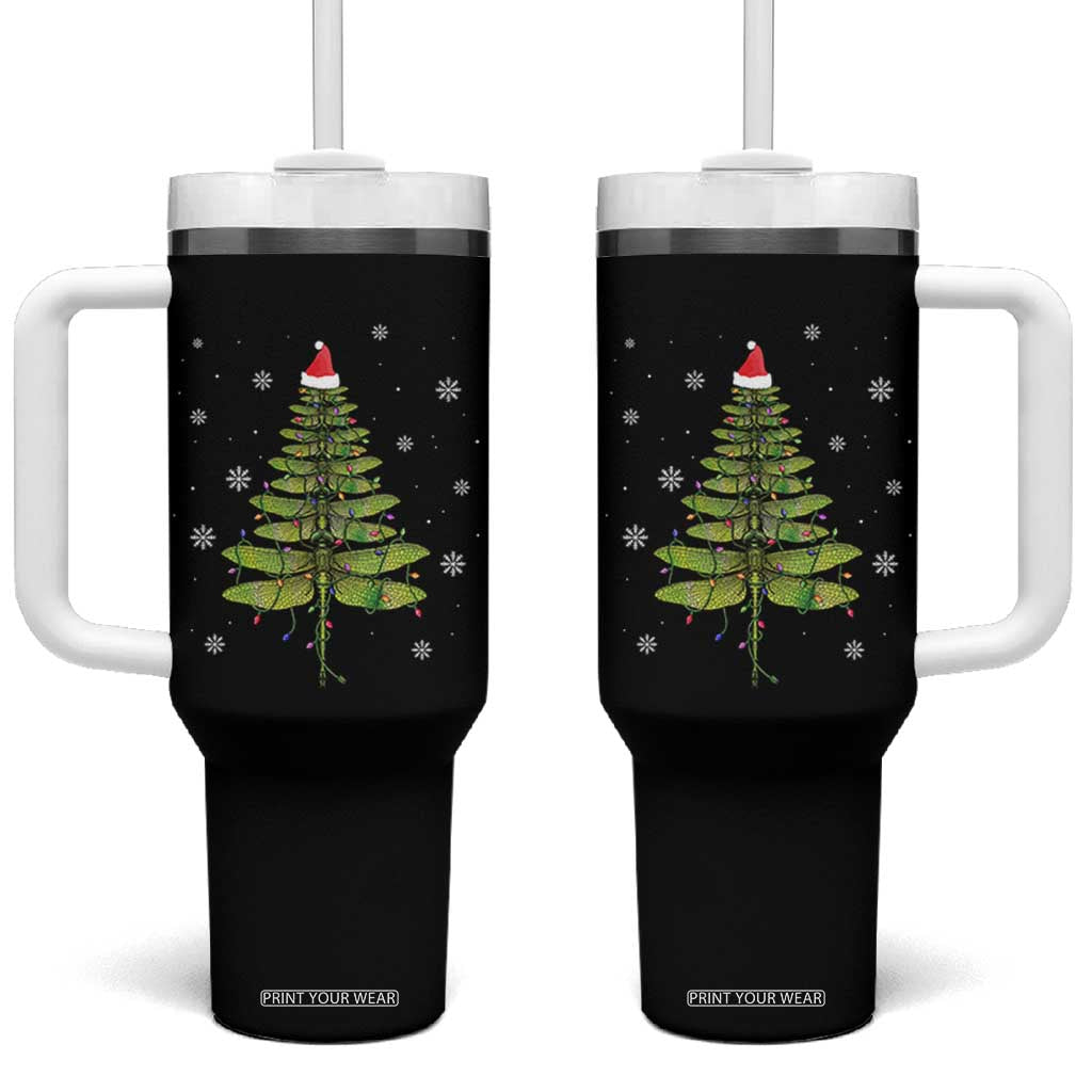 Dragonfly Christmas Tree Tumbler With Handle Holiday Insect Lover Xmas Gift