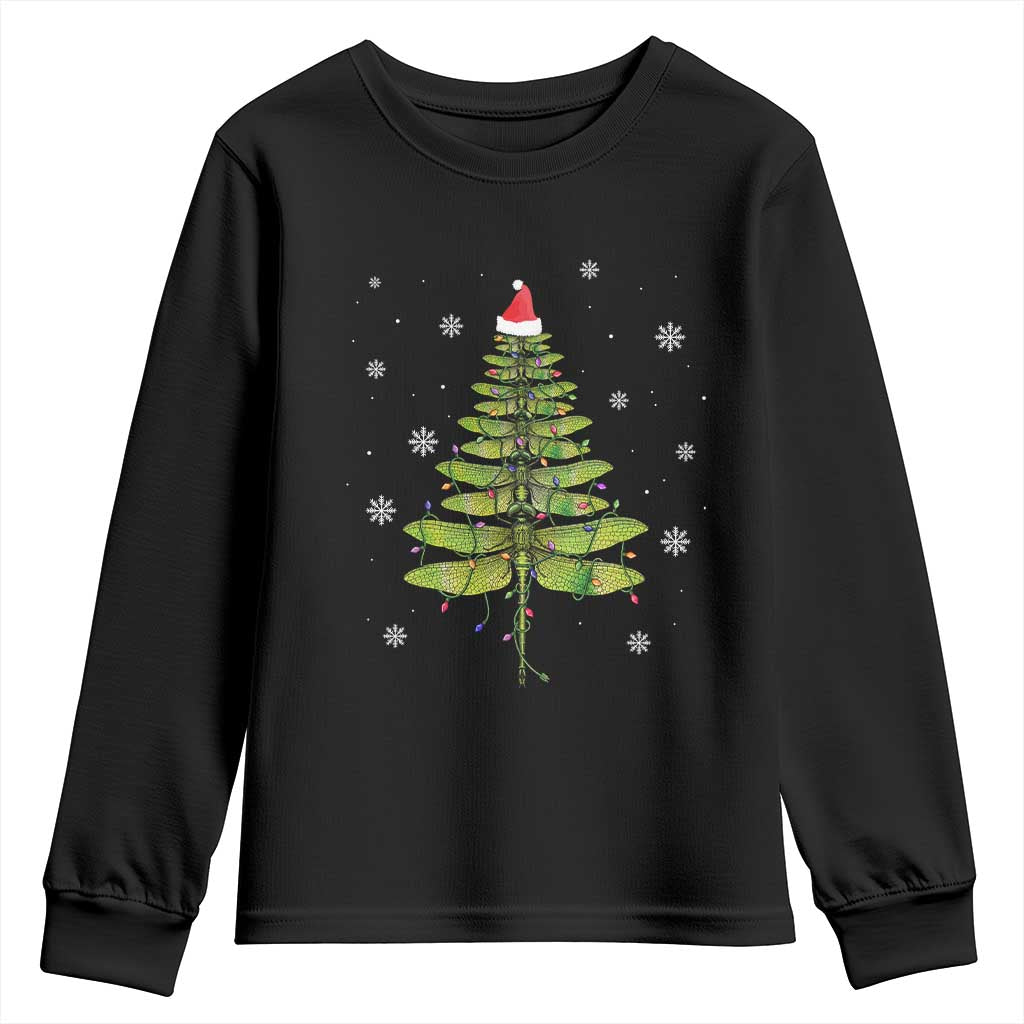 Dragonfly Christmas Tree Youth Sweatshirt Holiday Insect Lover Xmas Gift