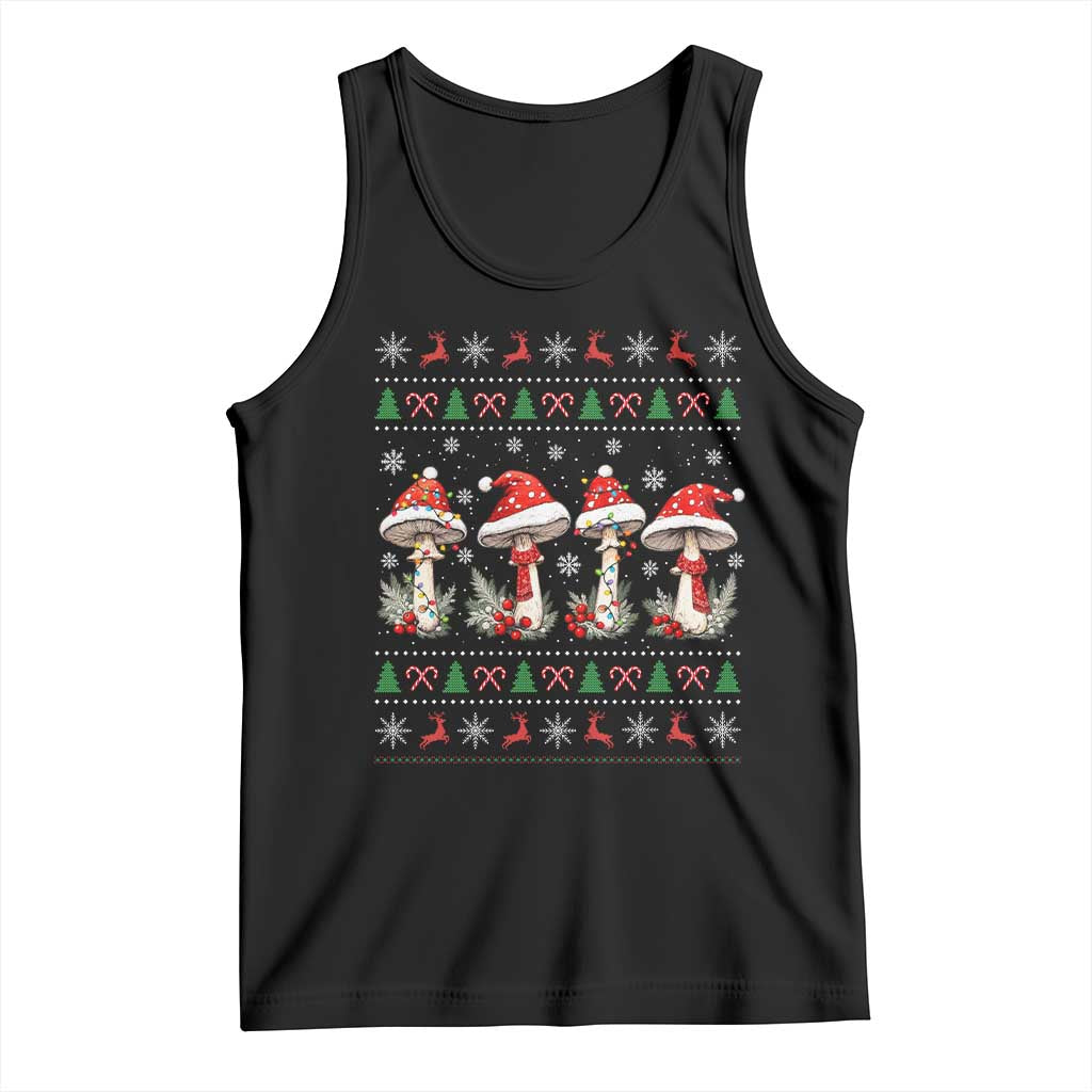 Christmas Mushroom Lover Tank Top Cottagecore Holiday Lights Gift