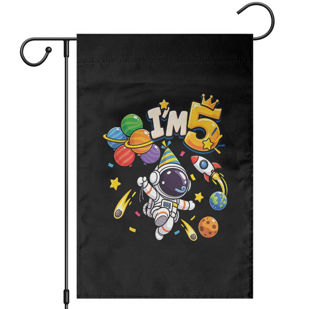 Little Astronaut 5th Birthday Garden Flag Outer Space Planet Balloons Party