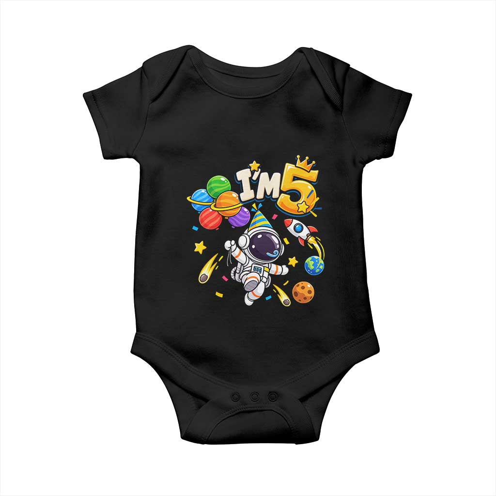 Little Astronaut 5th Birthday Baby Onesie Outer Space Planet Balloons Party