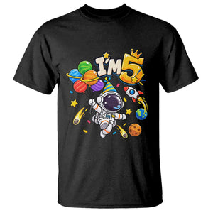 Little Astronaut 5th Birthday T Shirt Outer Space Planet Balloons Party
