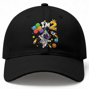 Little Astronaut 2nd Birthday Baseball Cap Outer Space Planet Balloons Party