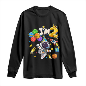 Little Astronaut 2nd Birthday Long Sleeve Shirt Outer Space Planet Balloons Party