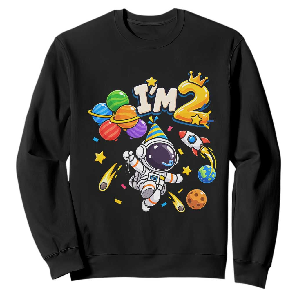 Little Astronaut 2nd Birthday Sweatshirt Outer Space Planet Balloons Party
