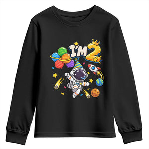 Little Astronaut 2nd Birthday Youth Sweatshirt Outer Space Planet Balloons Party