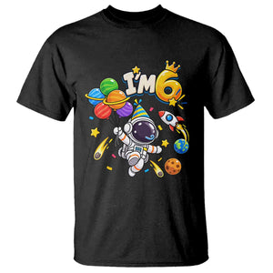 Little Astronaut 6th Birthday T Shirt Outer Space Planet Balloons Party