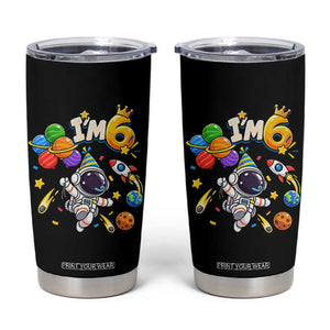 Little Astronaut 6th Birthday Tumbler Cup Outer Space Planet Balloons Party