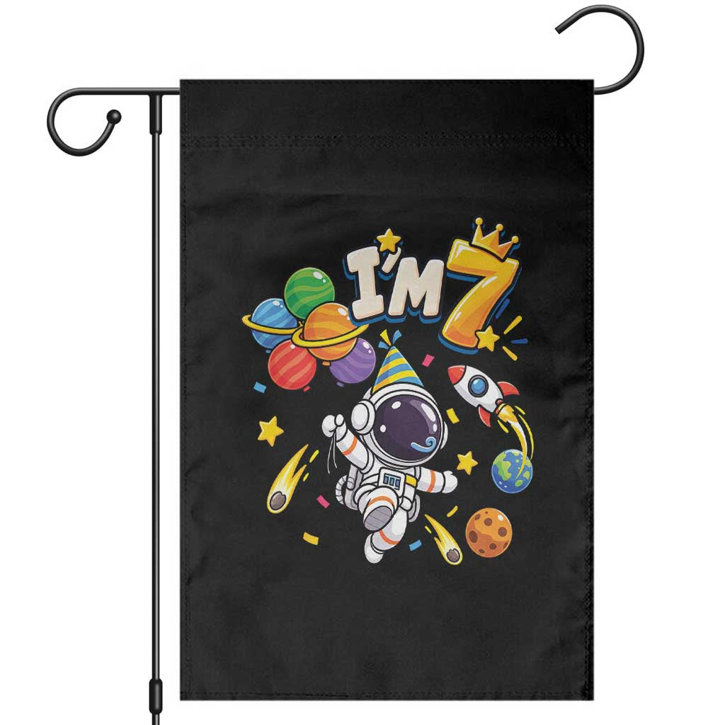Little Astronaut 7th Birthday Garden Flag Outer Space Planet Balloons Party