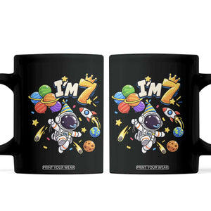 Little Astronaut 7th Birthday Coffee Mug Outer Space Planet Balloons Party