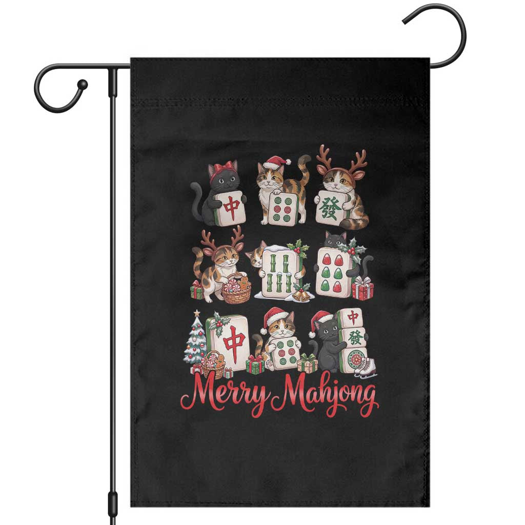 Funny Christmas Cat Garden Flag Merry Mahjong Holiday Feline Tile Game