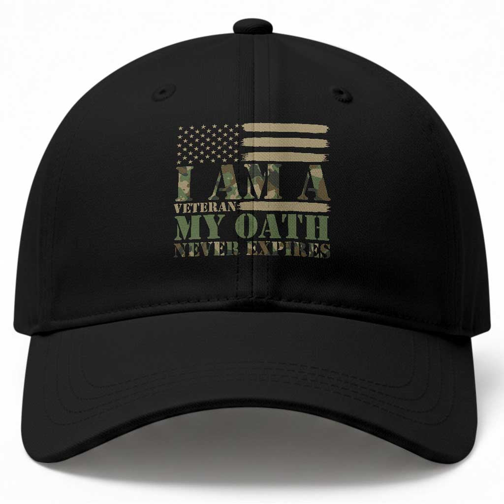 American Flag Military Pride Baseball Cap I Am A Veteran My Oath Never Expires