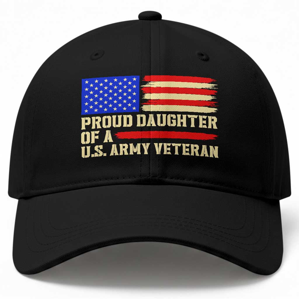 Proud Daughter Of A U.S. Army Veteran Baseball Cap Patriotic American Flag Family Pride Gift