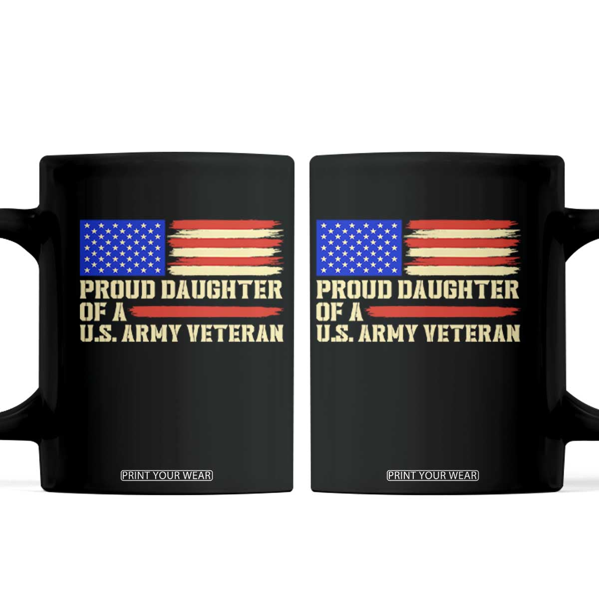 Proud Daughter Of A U.S. Army Veteran Coffee Mug Patriotic American Flag Family Pride Gift