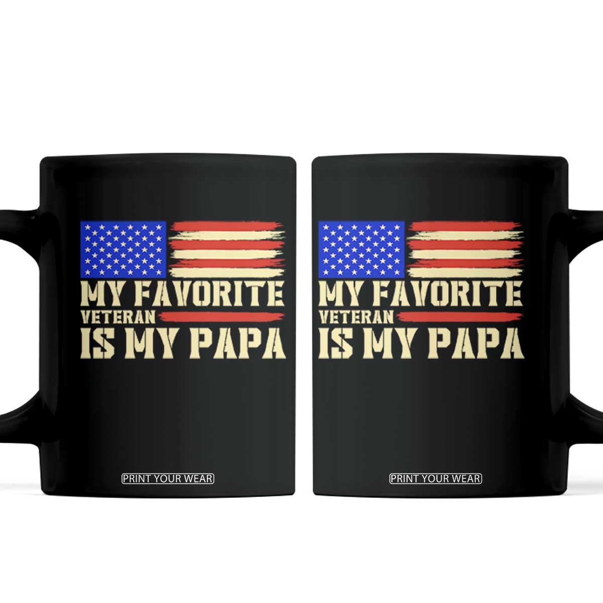 My Favorite Veteran Is My Papa Coffee Mug Patriotic American Flag Family Pride Gift