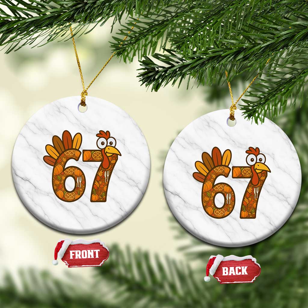 Six And Seven Meme Turkey Ceramic Ornament Funny Thanksgiving Gift TS12 1pc White Marble Print Your Wear
