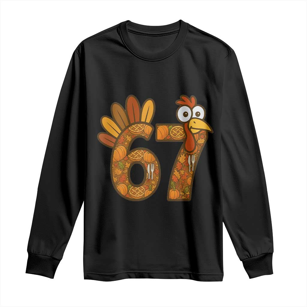 Six And Seven Meme Turkey Long Sleeve Shirt Funny Thanksgiving Gift TS12 Black Print Your Wear