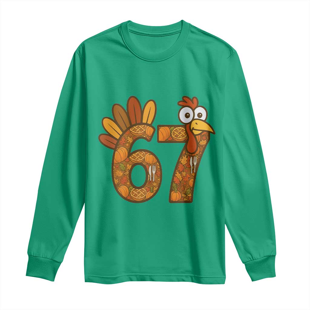 Six And Seven Meme Turkey Long Sleeve Shirt Funny Thanksgiving Gift TS12 Irish Green Print Your Wear