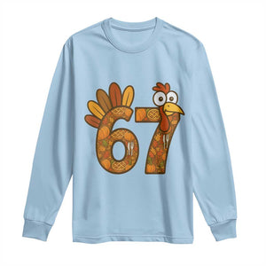 Six And Seven Meme Turkey Long Sleeve Shirt Funny Thanksgiving Gift TS12 Light Blue Print Your Wear