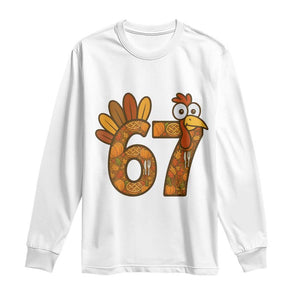Six And Seven Meme Turkey Long Sleeve Shirt Funny Thanksgiving Gift TS12 White Print Your Wear